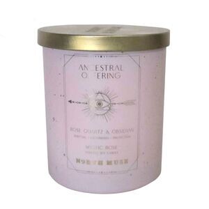 NEW NORTH MUSE Rose Quartz & Obsidian Mystic Rose Scented Candle